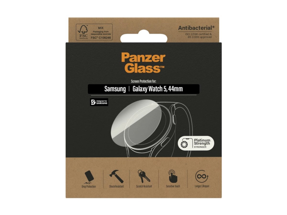 Panzerglass Dislayschutz Samsung Galaxy Watch 5 44Mm, Samsung, Samsung - Galaxy Watch 5 44Mm, Trockene Anwendung, Kratzresistent, Schockresistent,