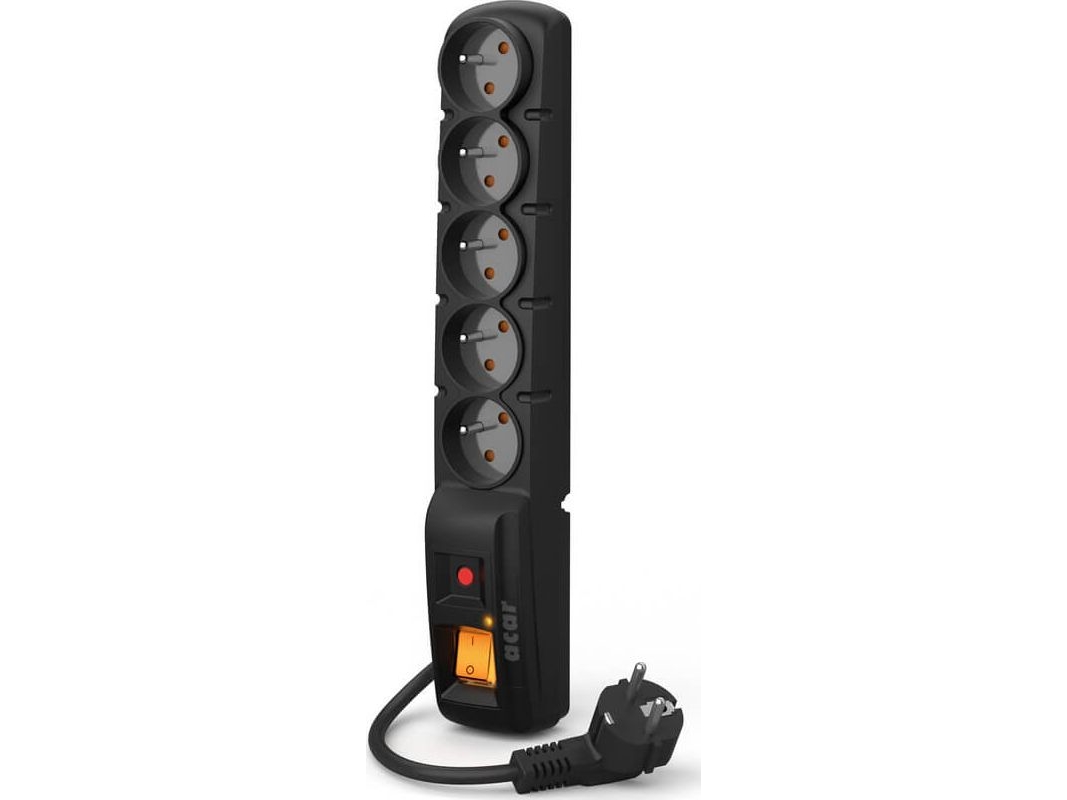 Hskdata W0093 Acar F5pro Überspannungsschutzleiste Mit Filter, Schwarz, 3 M