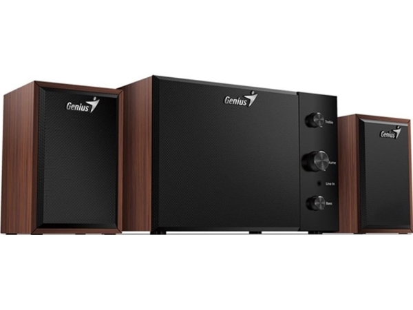 Genius Speakers Sw-2.1 350, 2.1, 15W, Brown-Black, Controller, Bass And Treble Control, 3.5 Mm Jack, 40Hz ~ 20Khz