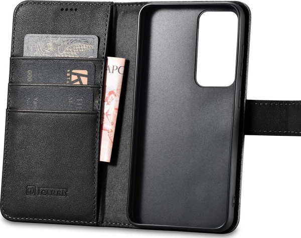 Icarer Wallet Samsung Galaxy S23 Plus Leather Wallet Dėklas Telefonui Juodos Spalvos