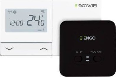 Engo temperaturregulator med WiFi-modtager ENGO E901WIFI, trådløs, til påmontering på væggen 932322661