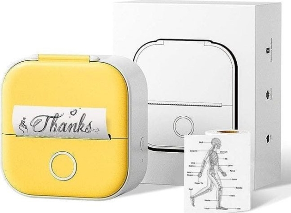 Etiketprinter Phomemo Phomemo T02, termisk, Bluetooth, til billeder og notater, etiketter, gul