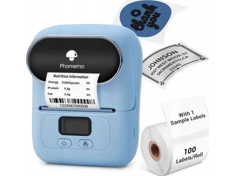 Phomemo Phomemo M110 Bluetooth 20-50mm termoprinter för självhäftande etiketter klistermärken foton foton anteckningar grafik / blå