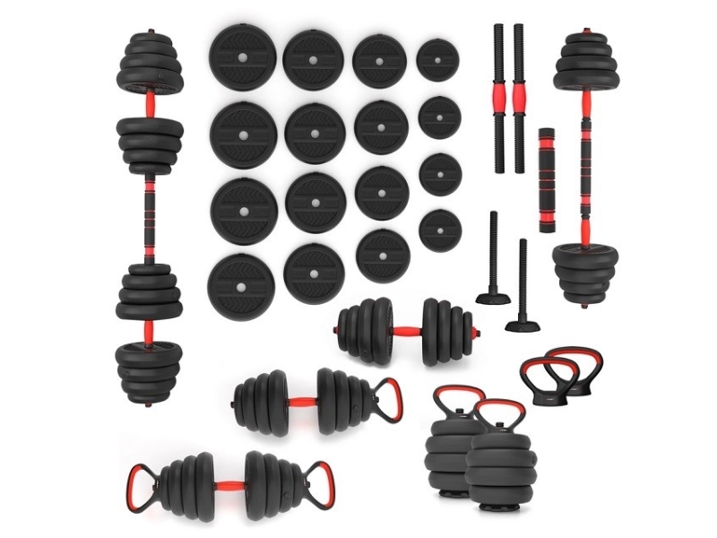 6In1 Gewichtssatz Hms Sgn130 (Langhantel, Kurzhantel Und Kettlebell) 30 Kg