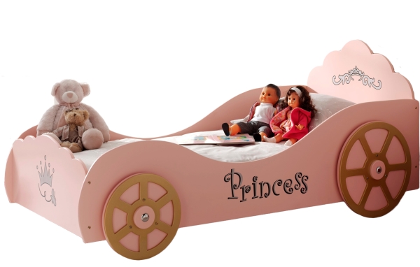Pinky Prinsesse Træ Bilseng Til Børn