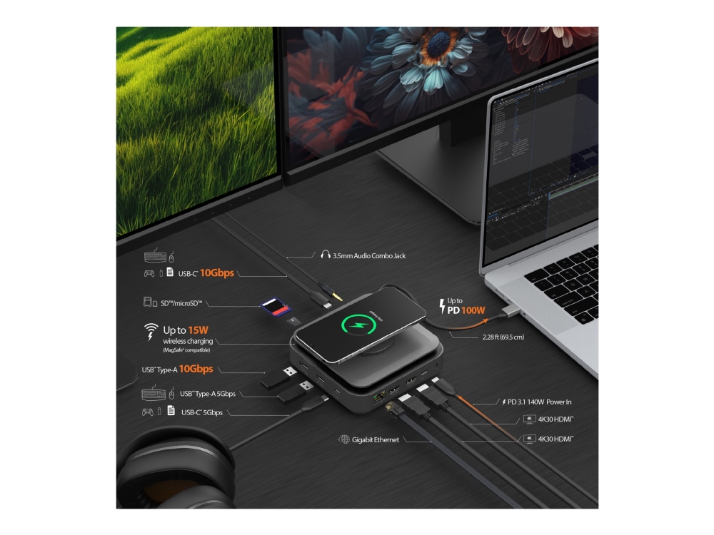 J5create Jcd3199 – Dockingstation + Kabelloses Ladegerät – Usb-C 3.1 – Hdmi – 1 Gbe