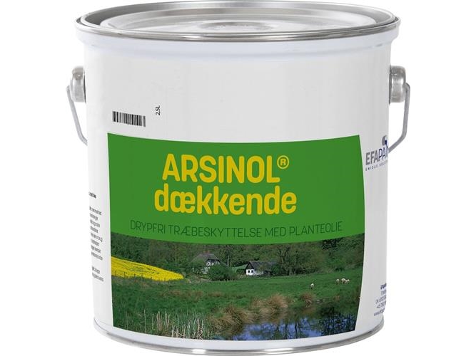 Arsinol Dækkende Sort 2,5L. Dækkende, Tixotrop Træbeskyttelse, Der Indeholder Linolie Og Tilsat Farvepigmenter Med Stor Lysægthed.