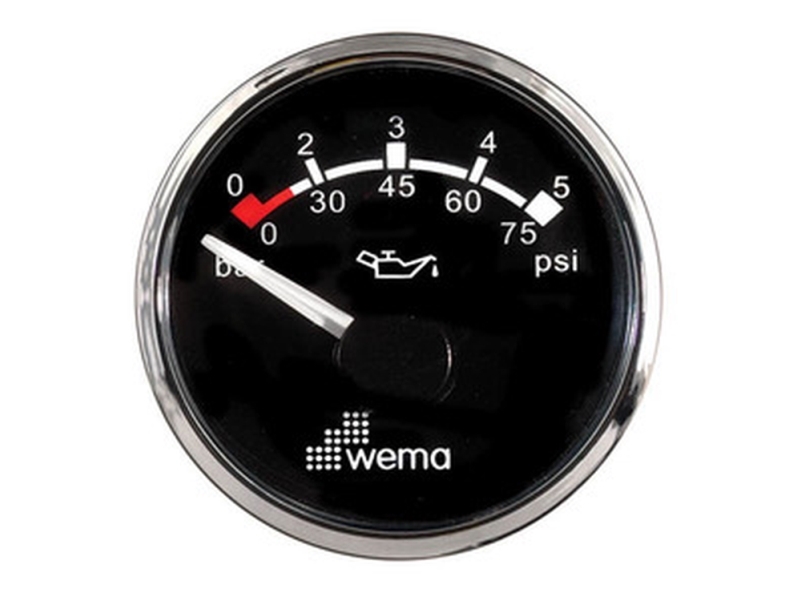 Wema oljetryck-instrument 10 bar Sort RF | Marin - Elektronik - Monteringsutrustning | GameStuff