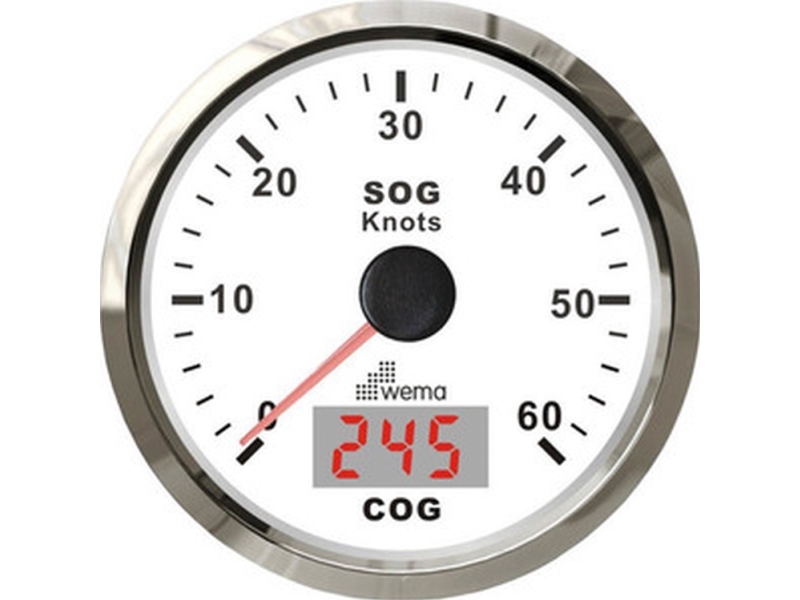 Wema Hastighetsmätare 60 kn Vit RF | Marin - Elektronik - Monteringsutrustning | GameStuff