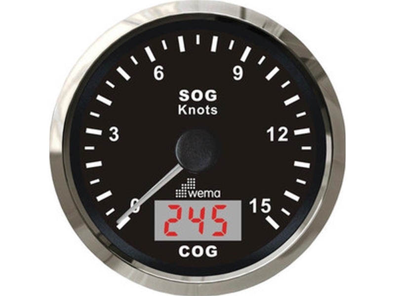 Wema Speedometer 15 kn Sort RF | Marin - Elektronik - Monteringsutrustning | GameStuff