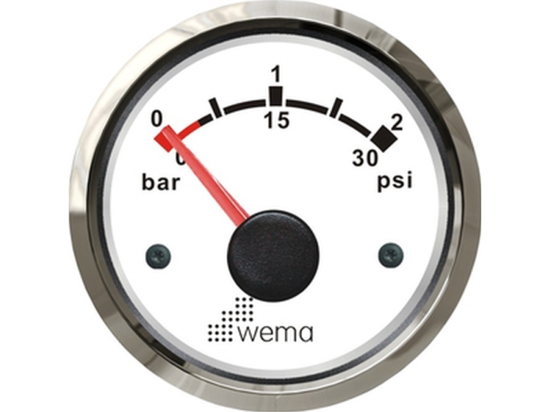 Wema Turbotryk instrument 0-2 bar Hvidt RF | Marin - Elektronik - Monteringsutrustning | GameStuff