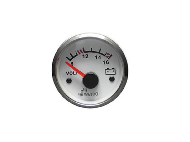 Wema Voltmeter 12 Volt Vit RF | Marin - Elektronik - Monteringsutrustning | GameStuff