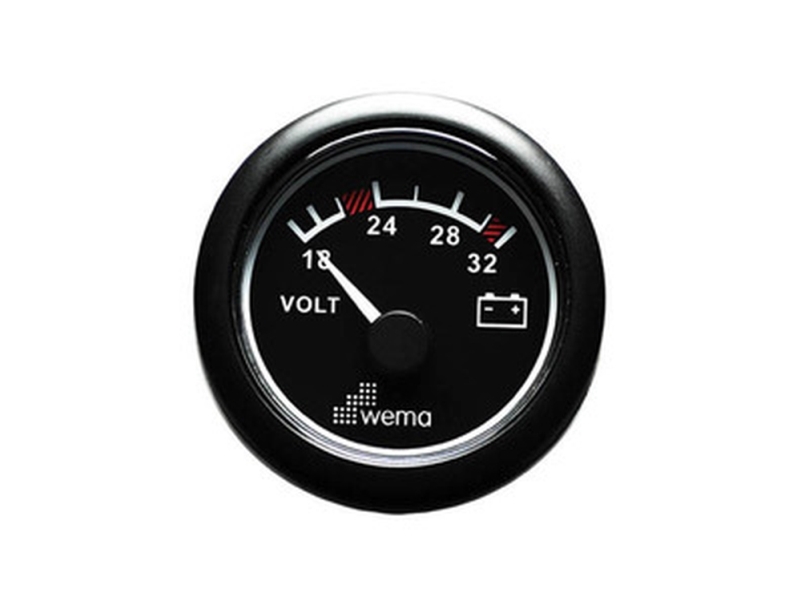 Wema Voltmeter 24 Volt Sort | Marin - Elektronik - Monteringsutrustning | GameStuff