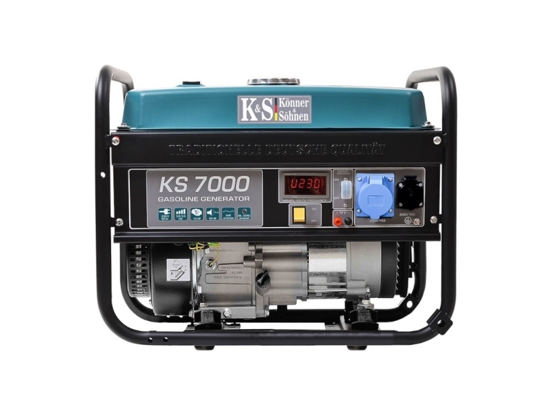 Könner & Söhnen KS 7000 benzingenerator 5,0 kW 230 V, sort og blågrøn