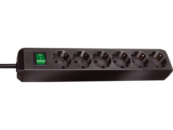 Brennenstuhl Eco-Line - Stikdåse - Output-Stikforbindelser: 6 - 1.5 M Ledning - Sort