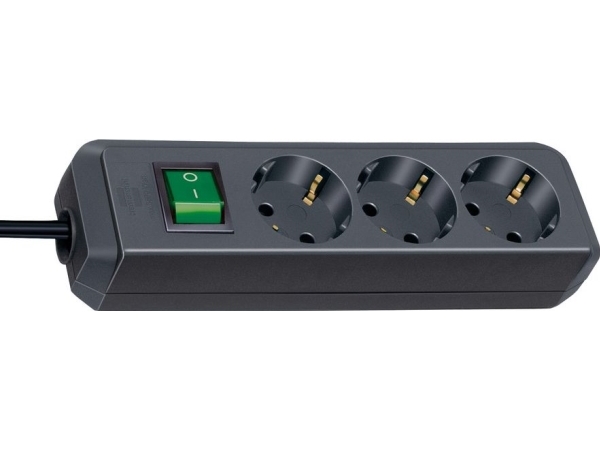 Brennenstuhl Eco-Line - Stikdåse - Output-Stikforbindelser: 3 - 5 M Ledning - Sort