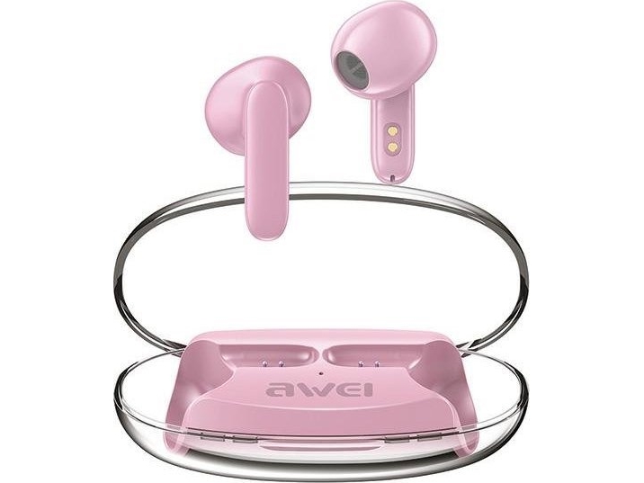 Awei Bluetooth 5.3 T85 Enctws Ausinės + Docking Station Rožinės Spalvos