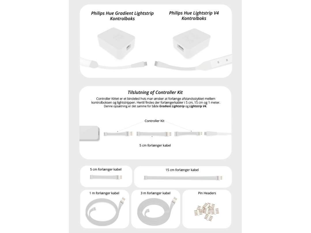 Light Solutions Cable for Gradient LightStrip - Controller Kit - White - 1 set | Belysning - Intelligent belysning (Smart Home) - Tillbehör | GameStuff