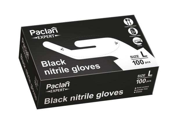 Billede af Paclan Exp Nitrile Gloves Black 100Pcs Boxl