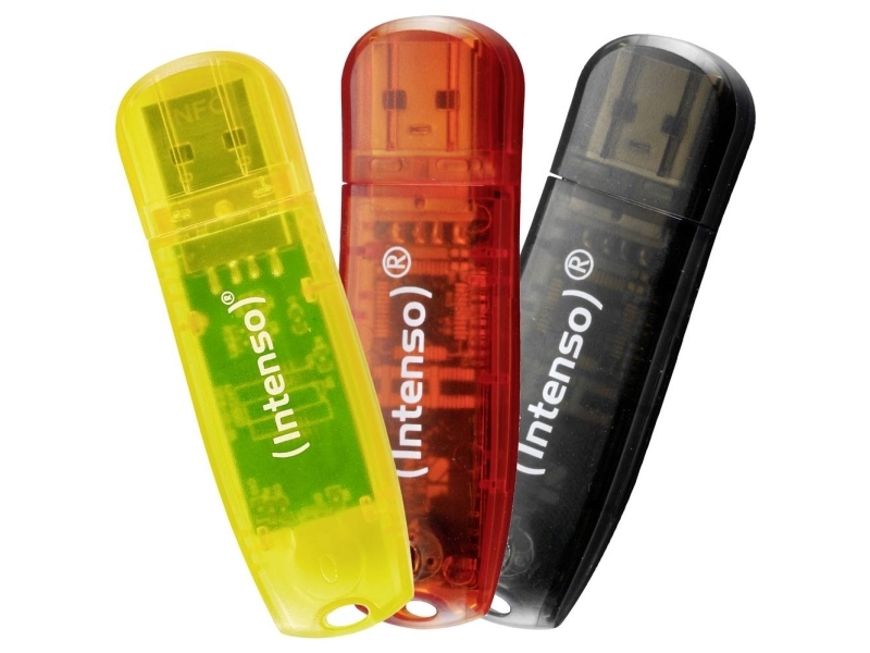 Intenso Rainbow 3X32gb Yellow/Red/Black, Usb Type-A, 2.0, 28 Mb/S, Hætte, 6 G, Transparent