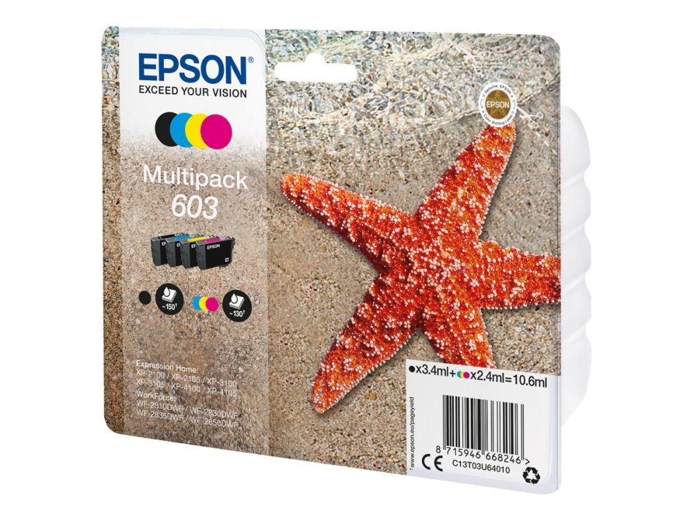 Epson 603 Multipack - 4 Pakker - Sort, Gul, Cyan, Magenta - Original - Blister - Blækpatron - For Expression Home Xp-2150, 2155, 3150, 3155, 4150, 41