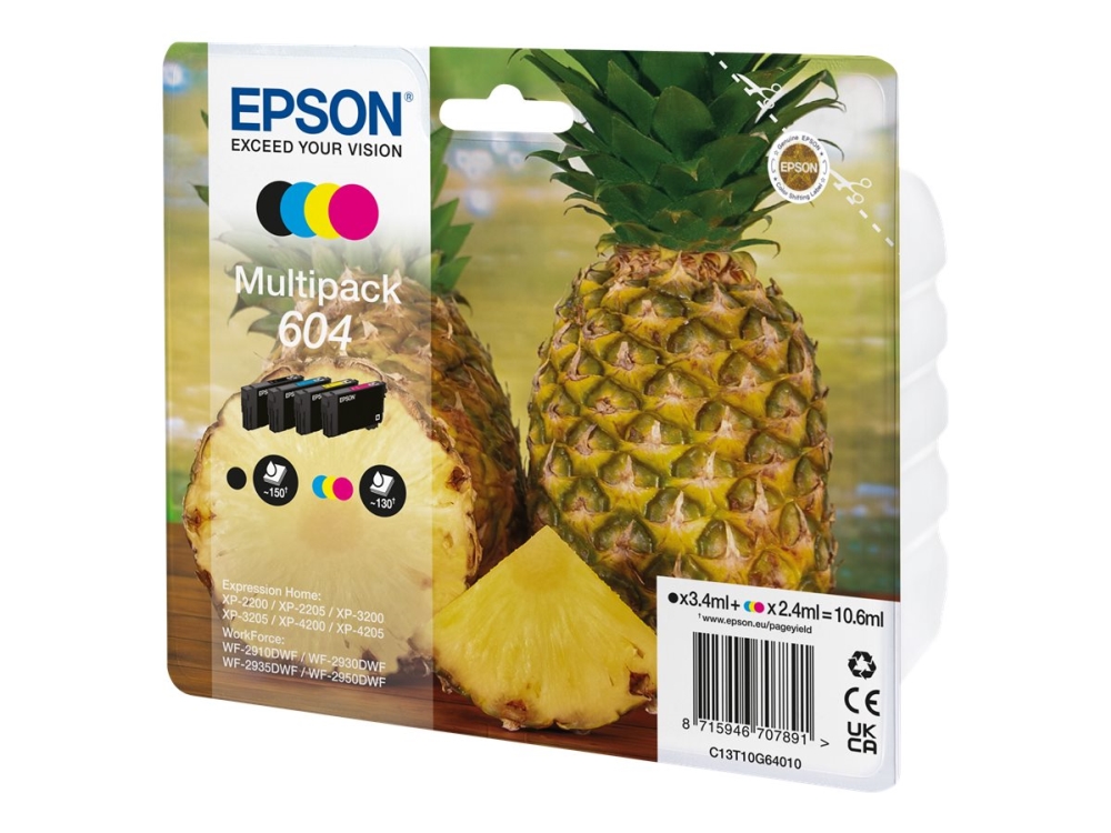 Epson 604 Multipack - 4 Pakker - Sort, Cyan, Magenta, Gul - Original - Blister - Blækpatron - For Expression Home Xp-2200, 2205, 3205, 4200, 4205 Wo