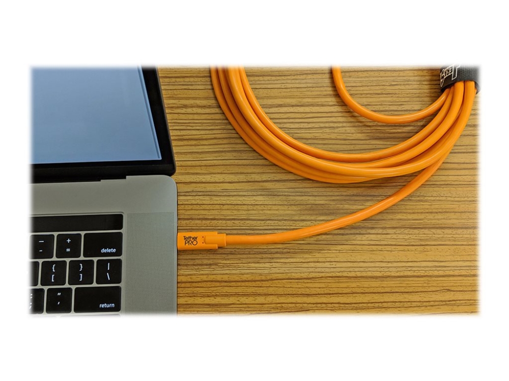 Tether Tools Tetherpro - Usb-Kabel - 24 Pin Usb-C (Han) Lige Til Micro-Usb Type B (Han) Højrevinklet - Usb 3.0 - 3 A - 4.6 M - Høj Synligheds-Orange