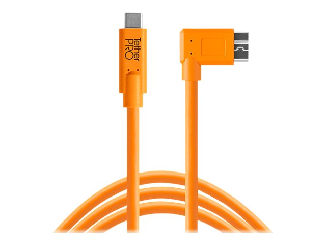 Tether Tools Tetherpro - Usb-Kabel - Usb-C (Han) Lige Til Micro-Usb Type B (Han) Højrevinklet - Usb 3.0 - 3 A - 4.6 M - Høj Synligheds-Orange