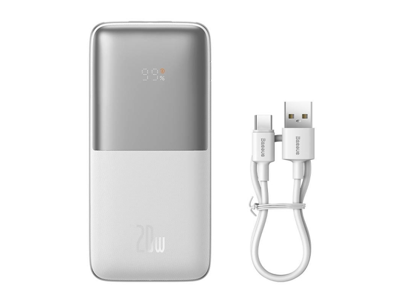 Bipow Pro Powerbank 20W 10 000 mAh 2 x USB-A / USB-C - Hvit