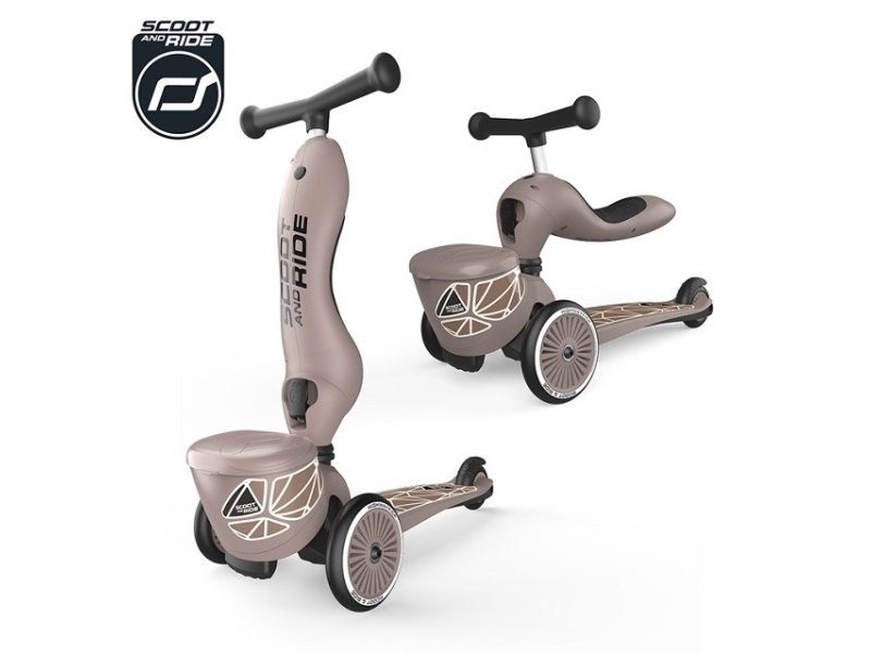 Scoot And Ride Lifestyle 2In1 Run And Run With Protected Safety 1-5 Years Brown Line