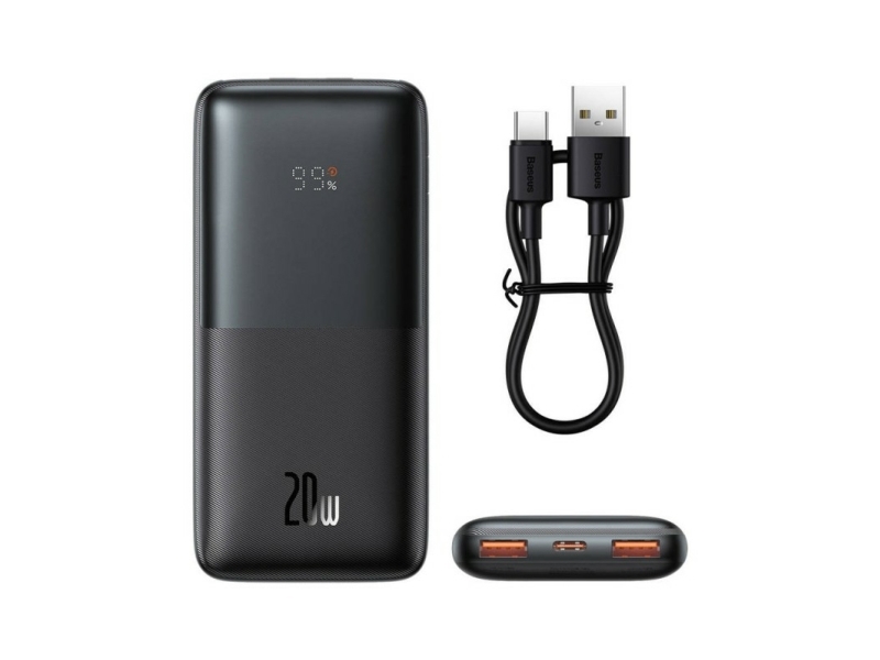 Bipow Pro Powerbank 20W 10 000 mAh 2 x USB-A / USB-C - Svart