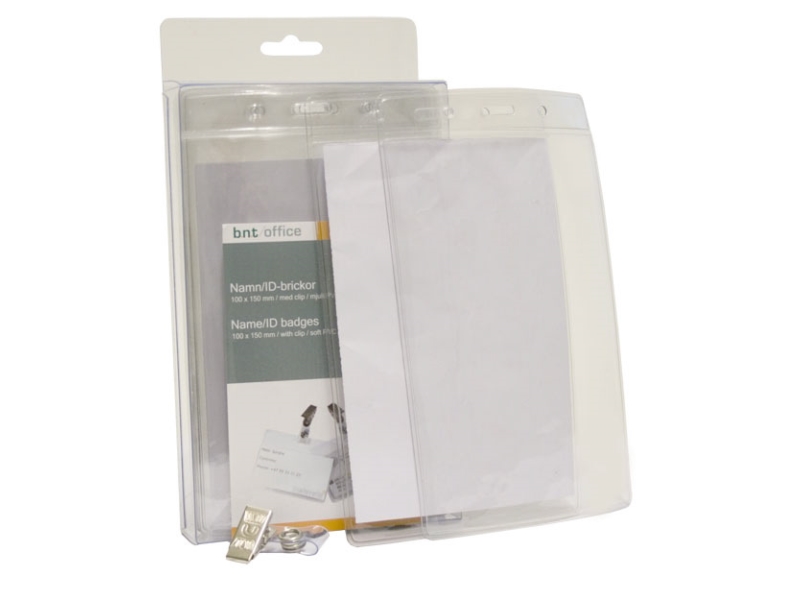 Navneskilt Clip/Strop Id-Kort 100X150mm Blød 10 Pack Smal Åbn.