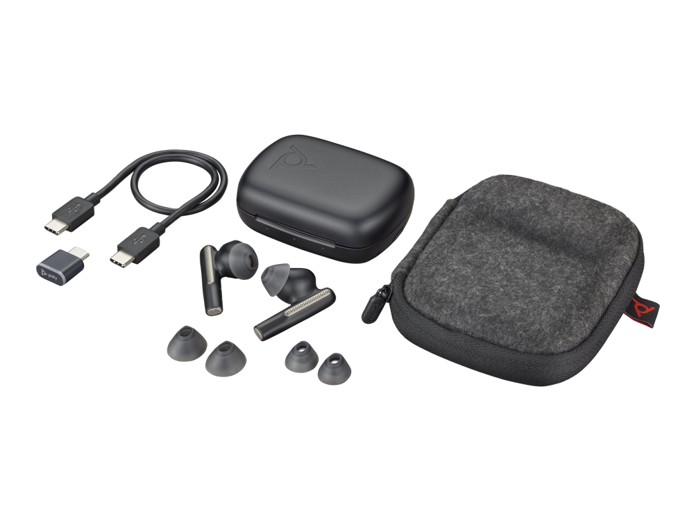Poly Voyager Free 60 Uc Ægte Trådløse Øretelefoner Med Mik. I Øret Bluetooth Aktiv Støjfjerning Usb C Via Bluetooth Adapter Carbon Sort