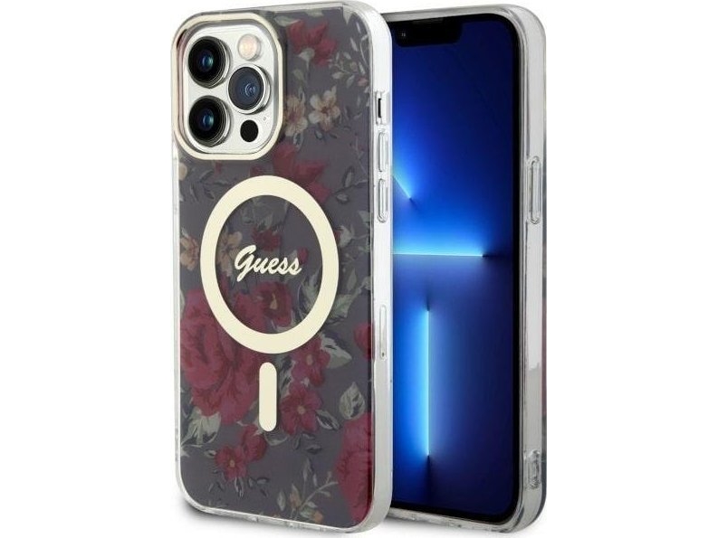 Guess Guhmp14xhcfwsa Hårdt Cover Med Flower Magsafe Til Iphone 14 Pro Max 6,7" - Grøn/Khaki
