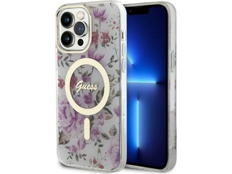 Guess Guhmp14xhcfwst Iphone 14 Pro Max 6.7&Quot Transparent Hardcase Flower Magsafe