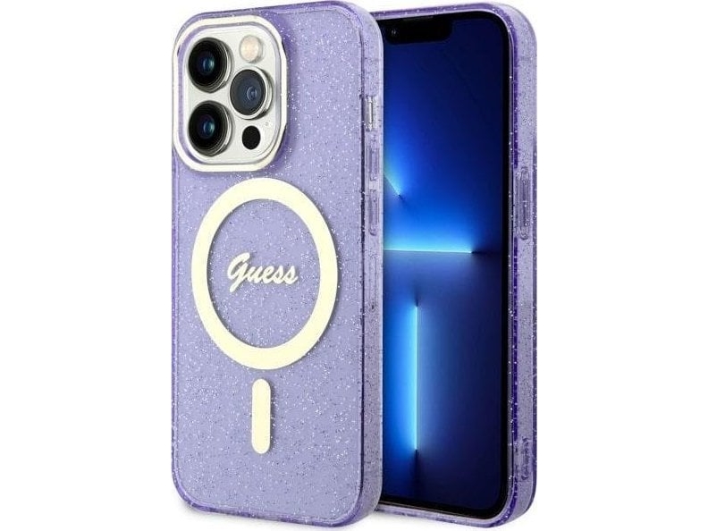 Guess Guhmp14xhcmcgu Hardcase Glitter Gold Magsafe Til Iphone 14 Pro Max 6,7" - Lilla/Lilla
