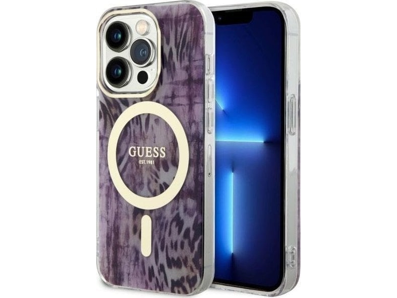 Hurtel Guess Guhmp14xhleopwp Iphone 14 Pro Max 6,7" Hardcase Leopard Magsafe - Pink/Pink