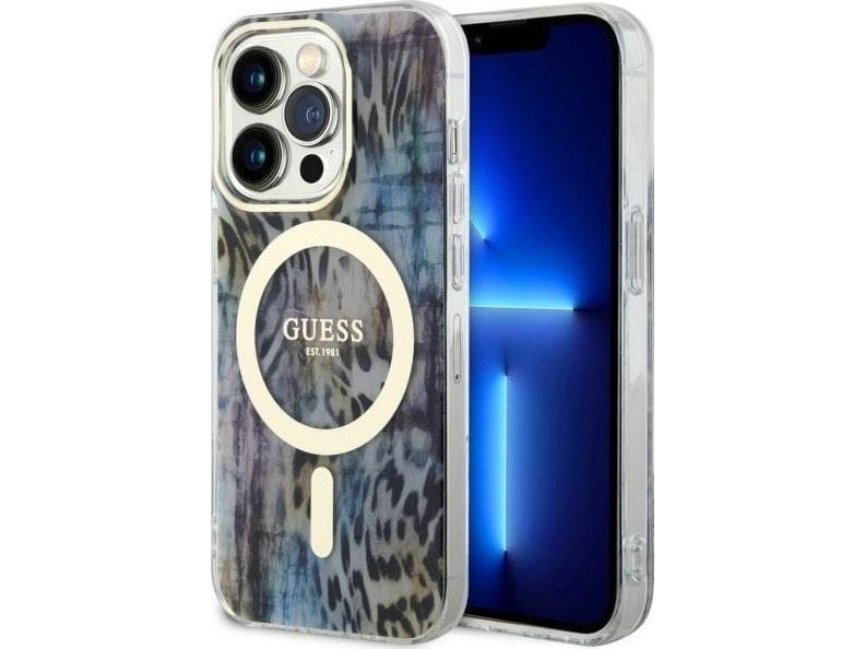 Guess Guhmp14xhleopwb Hard Case Leopard Magsafe Til Iphone 14 Pro Max 6,7" (Blå/Blå)