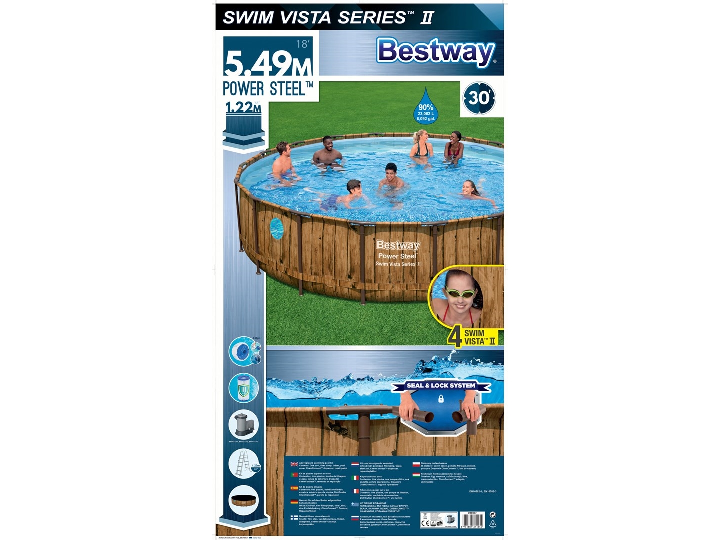 Bestway 56977, 23062 L, Indrammet Pool, Stige, Brun, 100,7 Kg