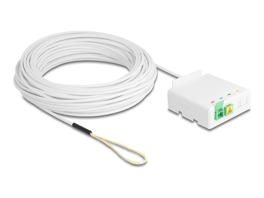 Delock - Fiberoptisk Stikboks (Vandret/Lodret) - 2 X Sc/Apc Simplex, Med Dropkabelsæt 30 M - Vægmonterbar, Din-Skinnemonterbar - Indendørs, Udendørs