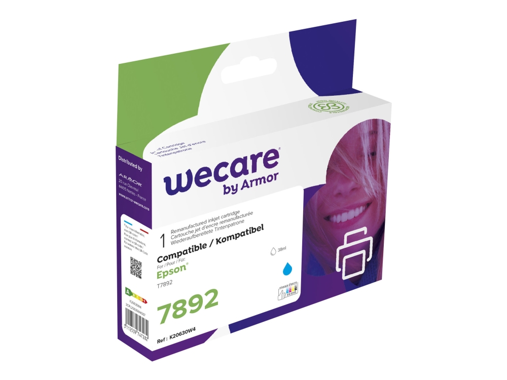 Wecare - 38 Ml - Cyan - Kompatibel - Blækpatron (Alternativ Til: Epson T7892) - For Epson Workforce Pro Wf-5110Dw, Wf-5190Dw, Wf-5620Dwf, Wf-5690Dwf