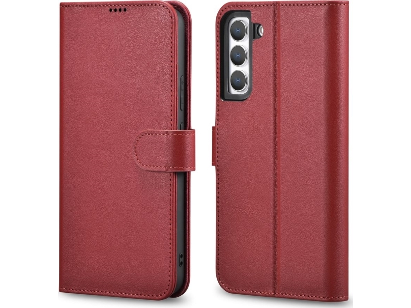 Icarer Haitang Plånboksfodral I Lader Laderfodral För Samsung Galaxy S22 S22 Plus Plånboksfodral Omslag Rött Aksm05rd