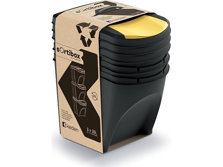 Keden Affaldsspand Sortibox 25l Sæt Sort Recycle*
