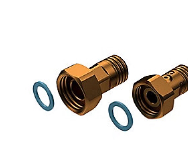 Vattenmätargenomföring 1 1/4 x 1 - gunmetal, sats med packningar och genomföring med backventil kat. 2 | VVS Artiklar - Rör & Kopplingar - Silikonbrons rördelar | GameStuff