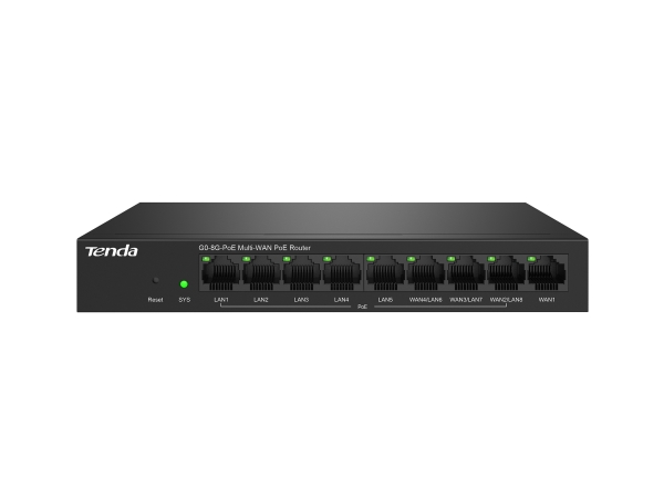 Tenda G0-8G-Poe, Ethernet Wan, Gigabit Ethernet, Sort