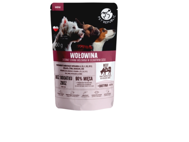 PET REPUBLIC Mini Fint hakket oksekød - Vådt hundefoder - 100 g