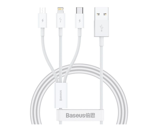 Baseus Sup0003529, 1 M, Usb A, Usb C/Micro Usb-A/Lightning, Usb 3.2 Gen 1 (3.1 Gen 1), Hvid