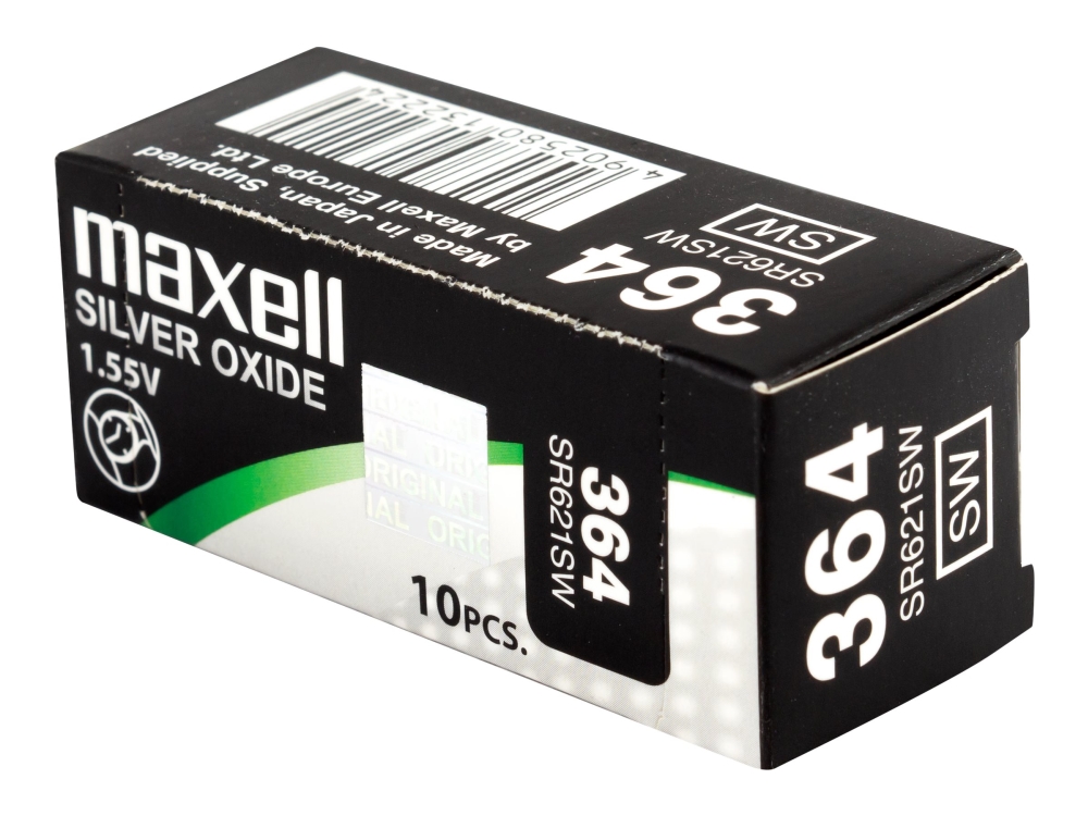 Maxell 18292700, Einwegbatterie, Sr621sw, Siler-Oxid (S), 1,55 V, 10 Stück(E), 23 Mah