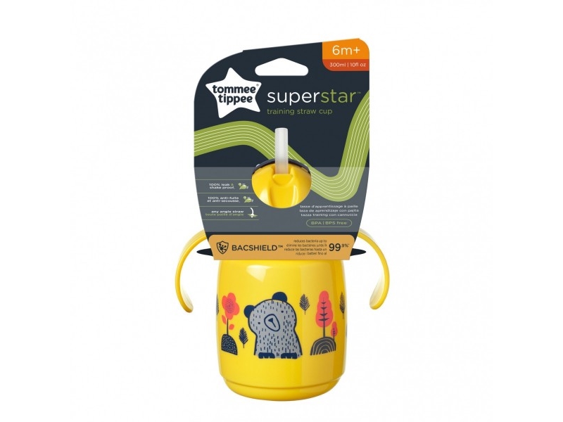 Billede af Tommee Tippee-Cup With Straw And Handle And Superstar 300Ml 6M+ Yellow hos Computersalg.dk