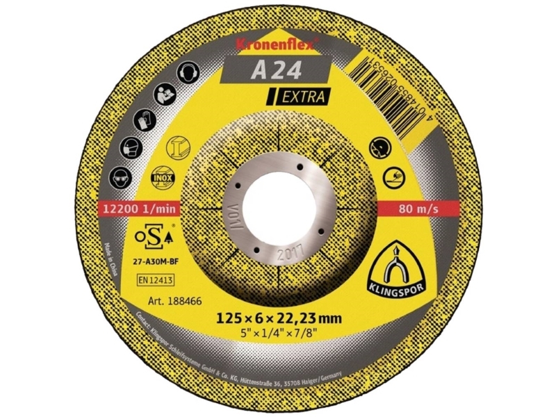 Klingspor 188466 A 24 Extra Skrubskive Forkrøppet 125 Mm 22.23 Mm 10 Stk